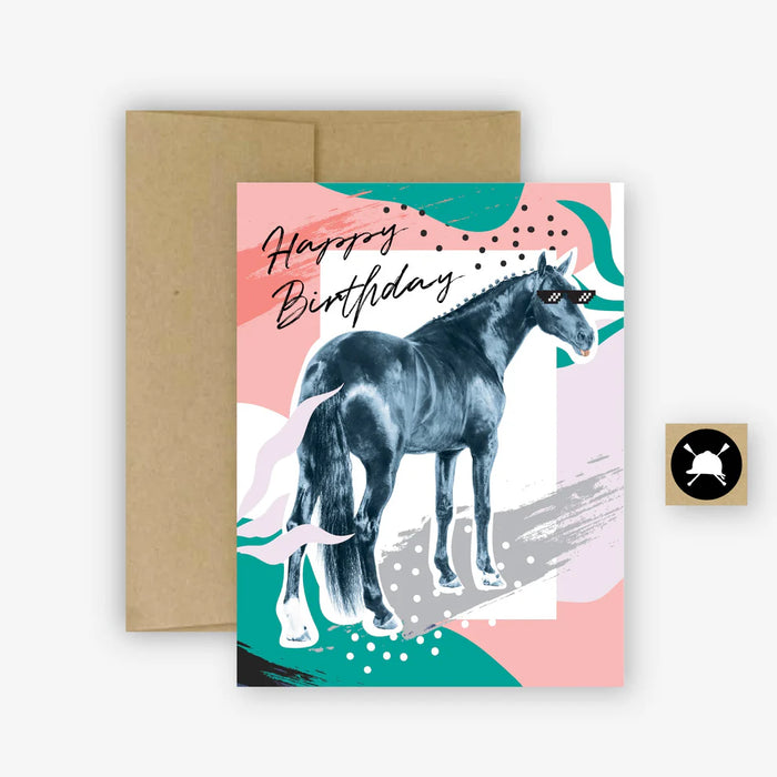 Hunt Seat Pop Art Horse Birthday Card