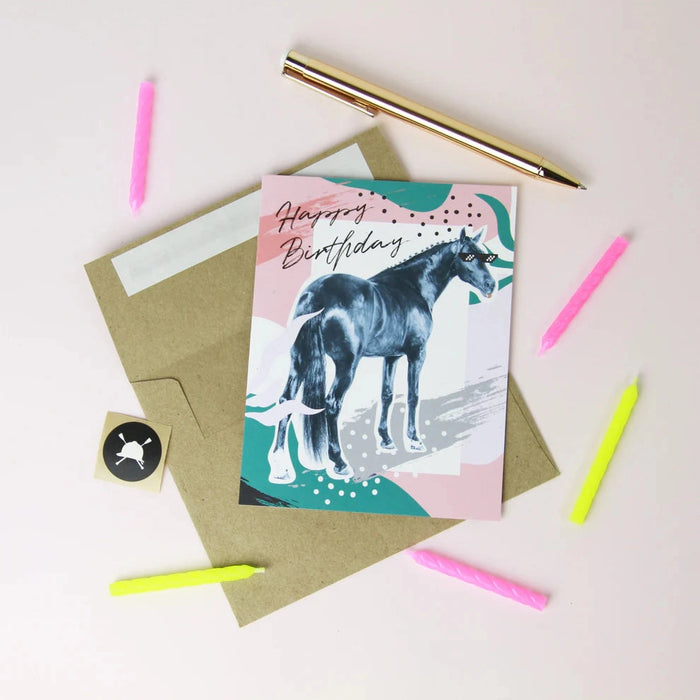 Hunt Seat Pop Art Horse Birthday Card