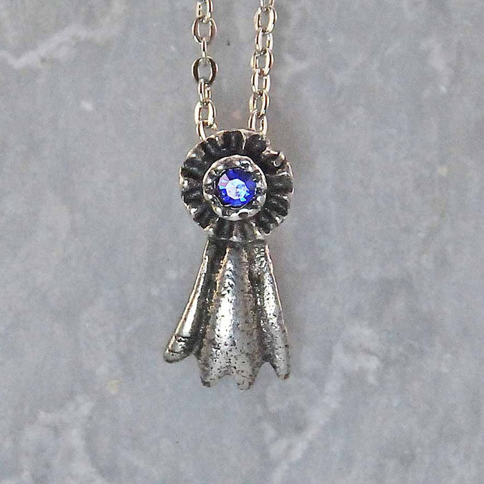 Blue Ribbon Pendant Necklace