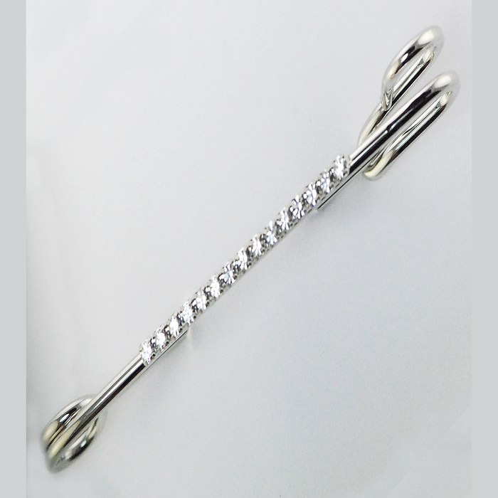 Crystal Rhinestone Strip Stock Pin Silver Large