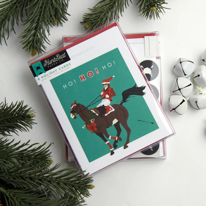 Hunt Seat Ho! Ho! Ho! Equestrian Christmas Card Box Set of 8