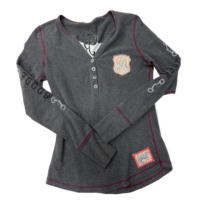 CNT 3023D Goode Rider Long Sleeve 1/4 Button Up Grey XL