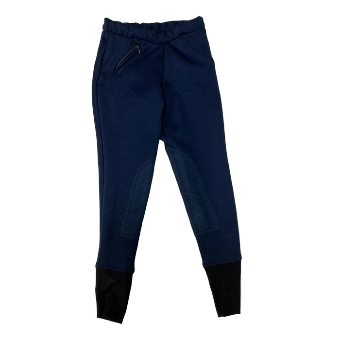 CNT 3187A Tuffrider Fleece Pull-On Knee Patch Tights Navy Kids Medium