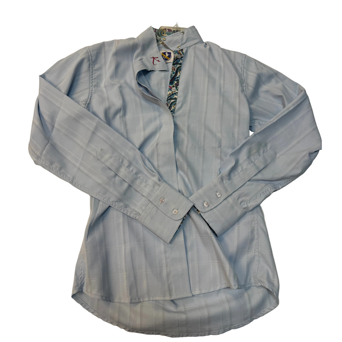 CNT 3024D Royal Highness Long Sleeve Button Up Show Shirt Blue (32) XS