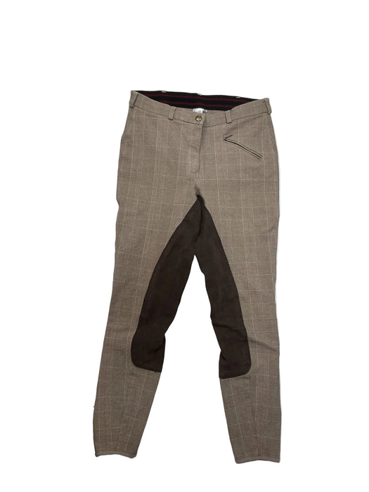 CNT 3231A Dover Saddlery Full Seat Breeches Tan/Brown Plaid 30