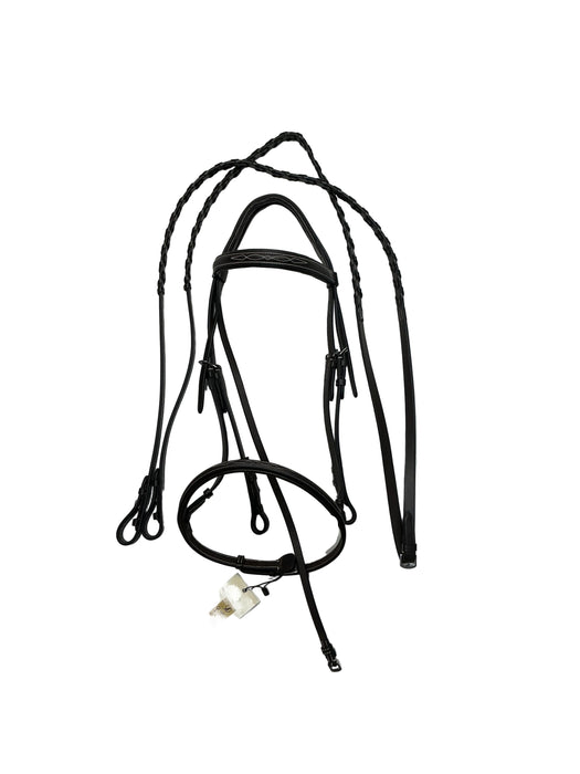 CNT 3232A Dover Saddlery Suffolk Fancy Stitched Bridle Brown Full with Reins (new)