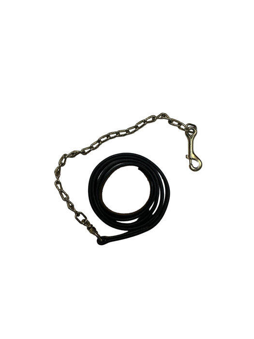 CNT 2383III Leather Stud Chain Lead Rope Brown