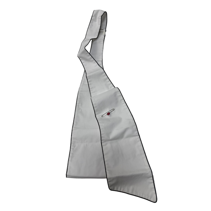 CNT 3048S Stock Tie White/Black Pipping w/ Red Stock Tie Pin