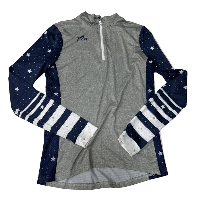CNT 3074T Finstar Long Sleeve Shirt Grey/Navy Stars Small