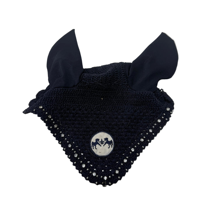 CNT 3101I Equine Couture Navy Fly Bonnet with Crystals Full