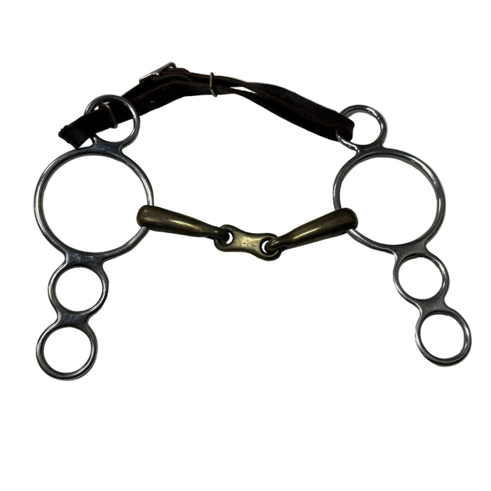 CNT 3114W 3-Ring French Link Bit with Leather Curb Strap 5.5"