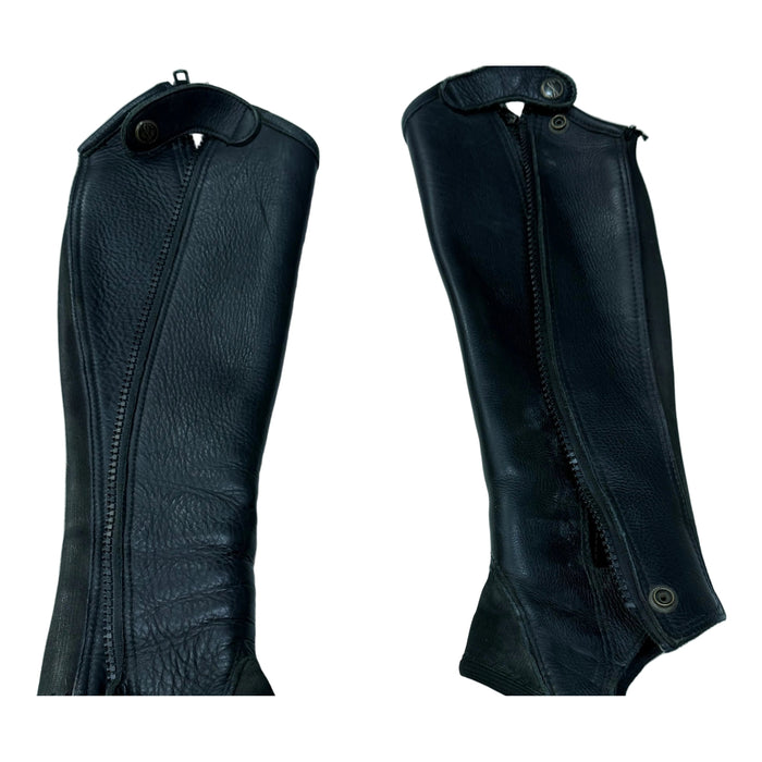 CNT 3126B Tredstep Leather Half Chaps Black Childs Large