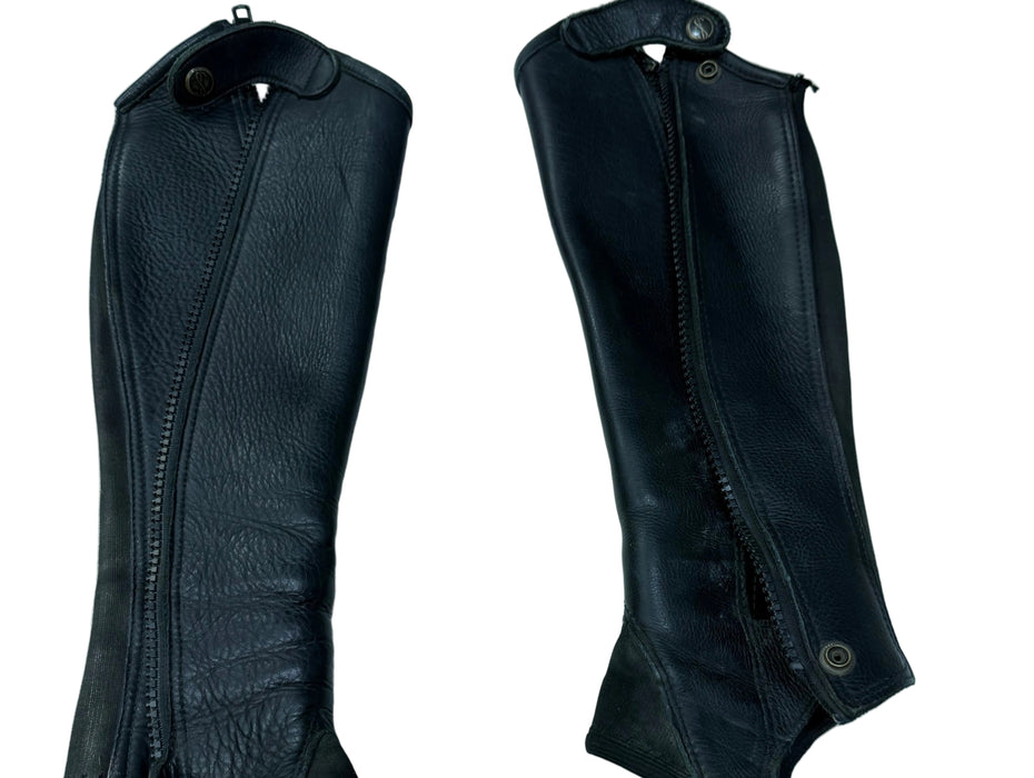 CNT 3126B Tredstep Leather Half Chaps Black Childs Large