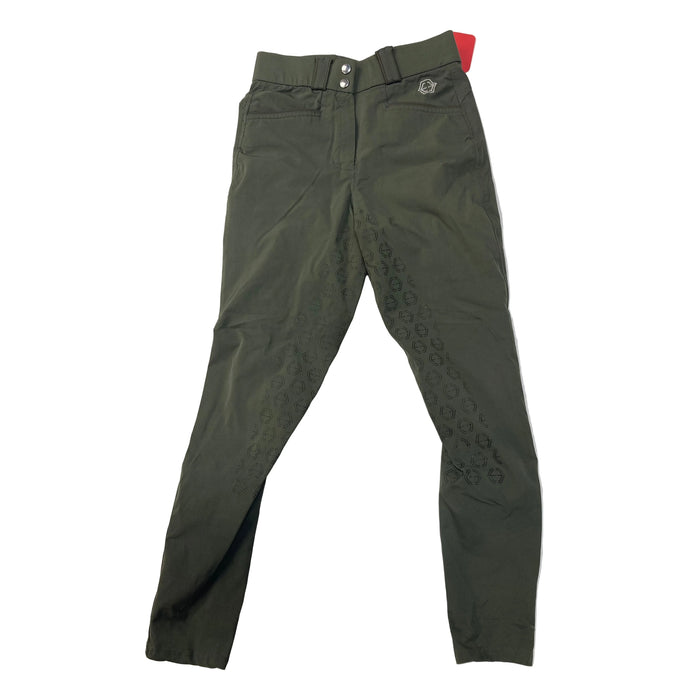 CNT 2906L Ethos Equestrian Silicone Full Seat Breeches Olive Green Size 26