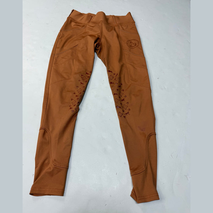 CNT 3071K Equestriess Atelier Silicone Knee Patch Tights Orange Medium