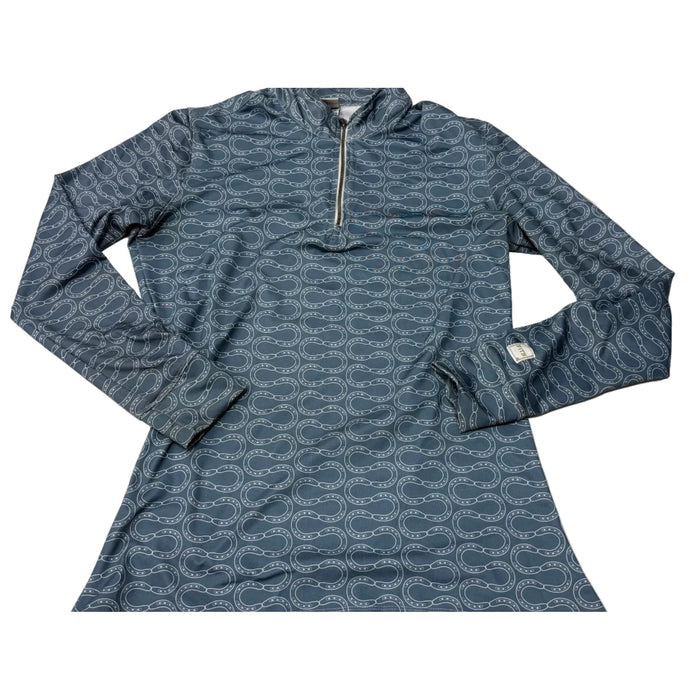 CNT 3161R FITS Long Sleeve Riding Shirt Blue Horseshoe XL