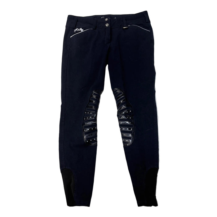 CNT 2997R Equine Couture Silicone Knee Patch Breeches Navy Approx 26