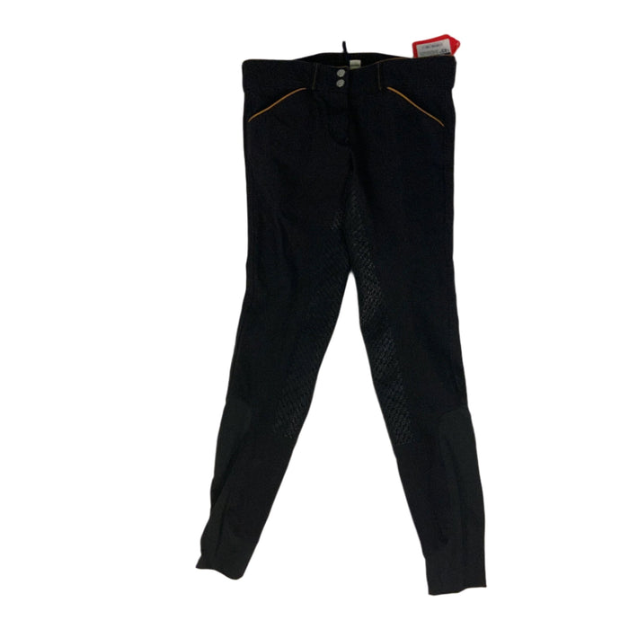 CNT 2827S Dover Silicone Full Seat Breeches Black with Rose Gold Piping 26