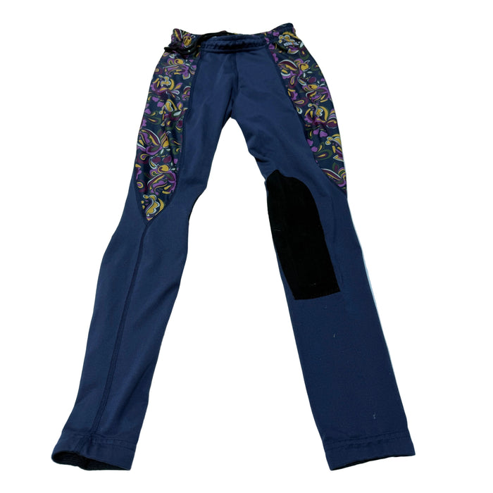 CNT 3190J Kerrits Knee Patch Tights Navy/Purple/Orange Large