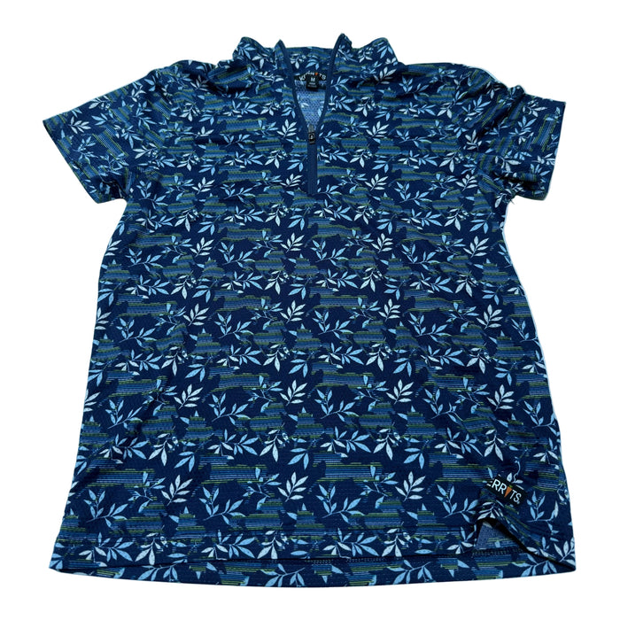 CNT 3190G Kerrits Short Sleeve Shirt Blue Leaf Pattern Medium