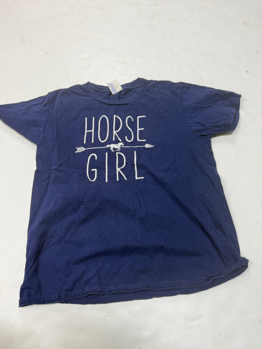 CNT 3218I "Horse Girl" Short Sleeve Shirt Navy Small