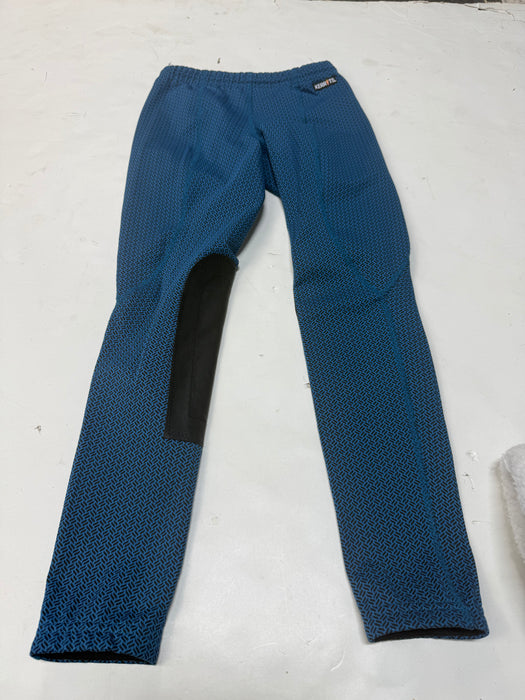CNT 3218R Kerrits Fleeced Lined Knee Patch Tights Blue/Black Large