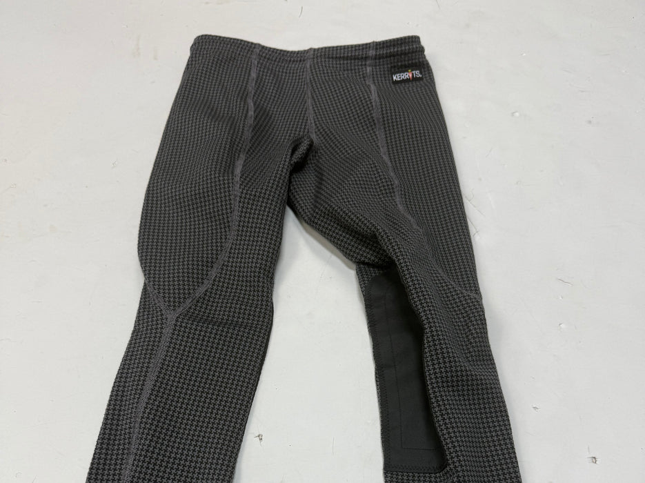 CNT 3218DD Kerrits Fleeced Lined Knee Patch Tights Grey/Black Medium
