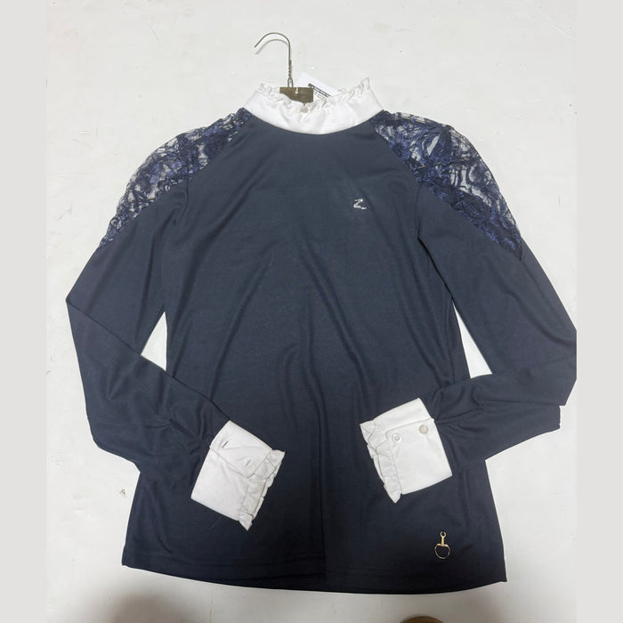 CNT 3221B Horze Long Sleeve Show Shirt Navy 10 (New)