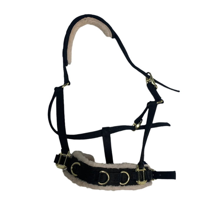 CNT 2878S Nylon Fuzzy Lunging Cavesson Black Full