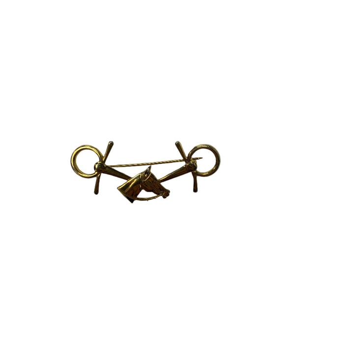 CNT 2879T Stock Tie Pin Gold Bit with Horse Head