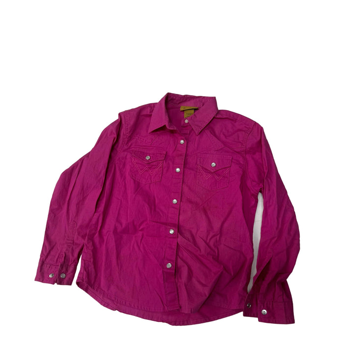 CNT 3121R Wrangler Button Up Long Sleeve Shirt Pink Youth Large