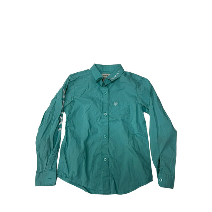 CNT 3121T Ariat Button Up Long Sleeve Shirt Teal Youth Small