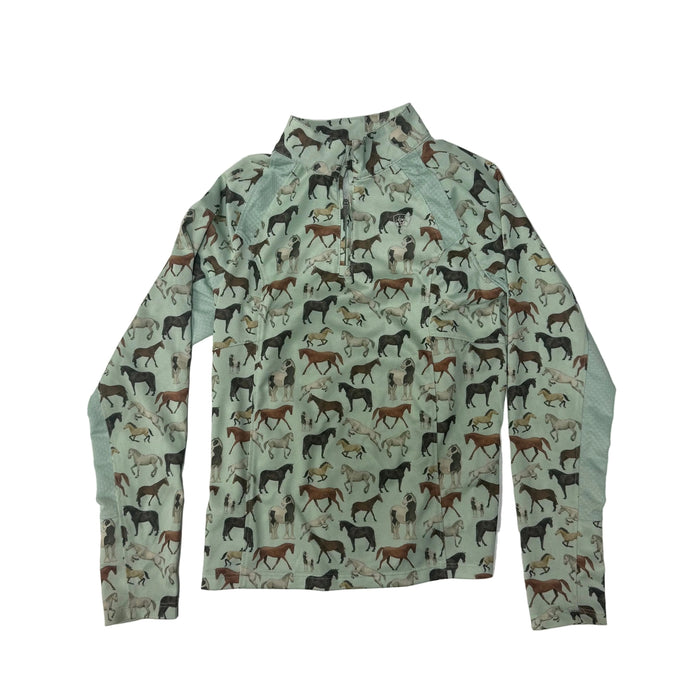 CNT 3121O Ariat Kids Long Sleeve Shirt Horse Teal Small
