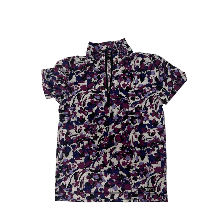CNT 3121M Kerrits Kids Short Sleeve Shirt Purple/Blue/Black Flowers Small