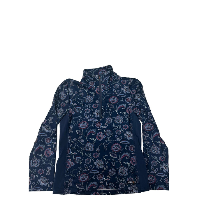 CNT 3121F Kerrits Kids Long Sleeve Fleeced Lined Shirt Blue/Purple Flower Small
