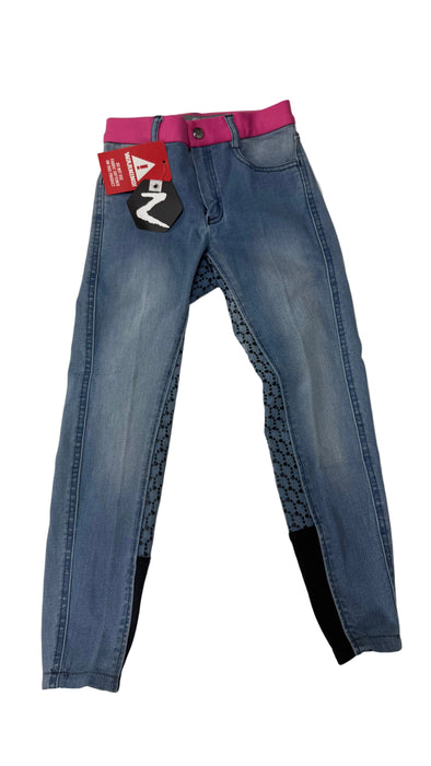 CNT 3121LL Horze Poppy Kids Demin Silicone Full Seat Breeches Small (New)