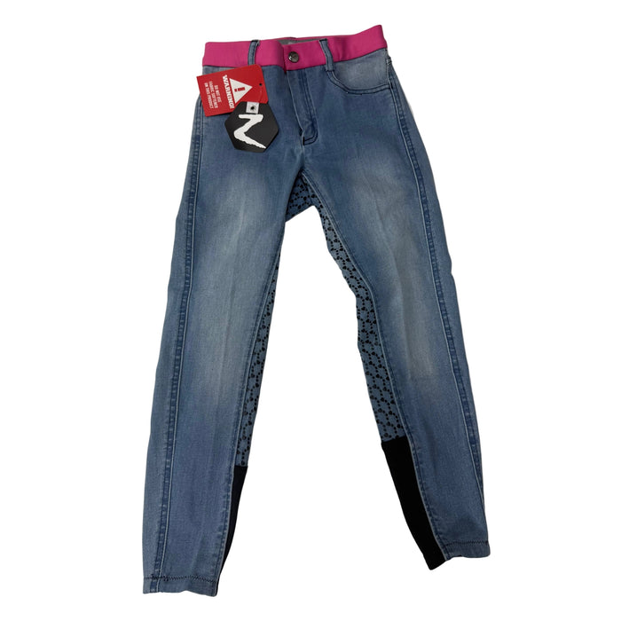 CNT 3121LL Horze Poppy Kids Demin Silicone Full Seat Breeches Small (New)