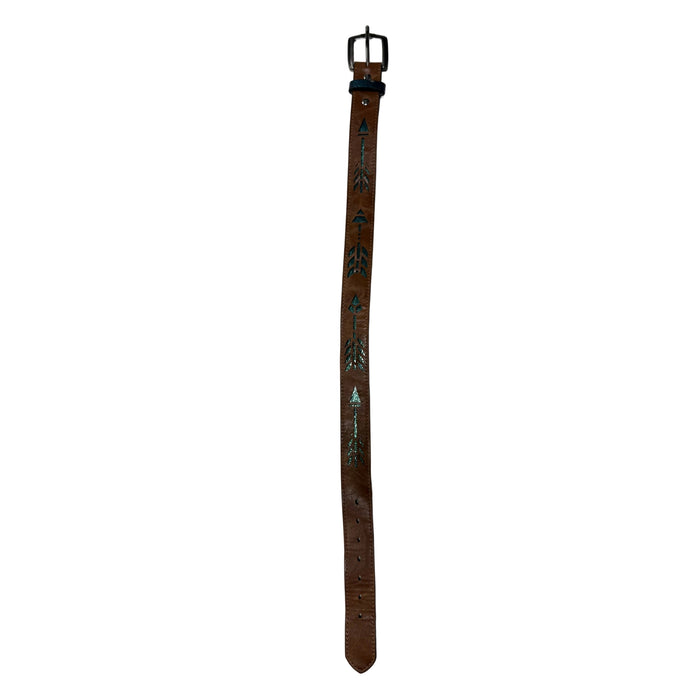 CNT 3121SS Leather Kids Belt Brown/Teal approx. XS
