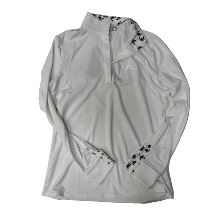 CNT 2912K R.J. Classics Long Sleeve Show Shirts Withe with Navy Crab Collar Small (New)
