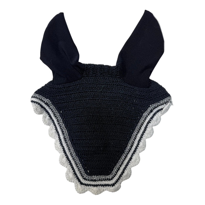 CNT 2140WW Equine Couture Bonnet Black/White/Silver Cob (New)