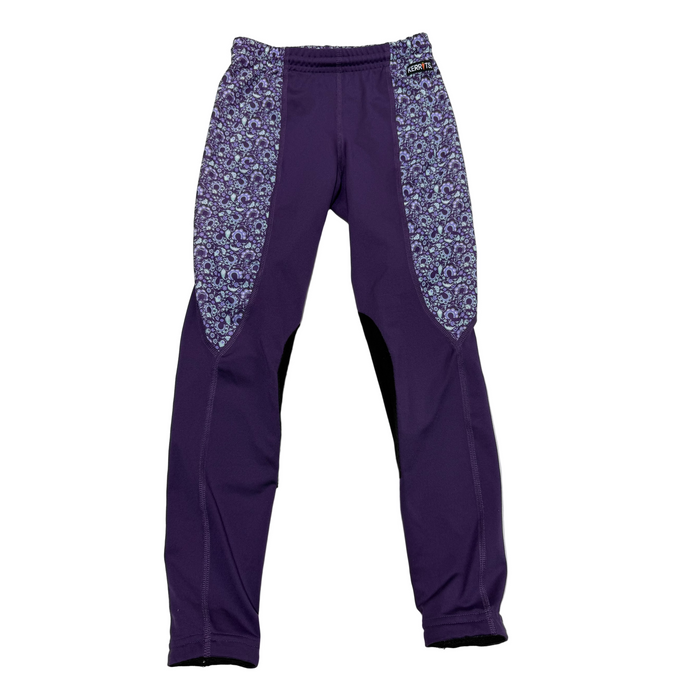 CNT 2939I Kerrits Knee Patch Tights Purple and Teal Kids Medium