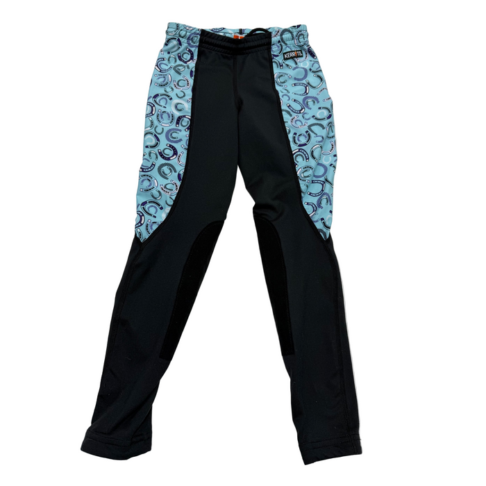 CNT 2939F Kerrits Knee Patch Tights Teal/Black Kids Small