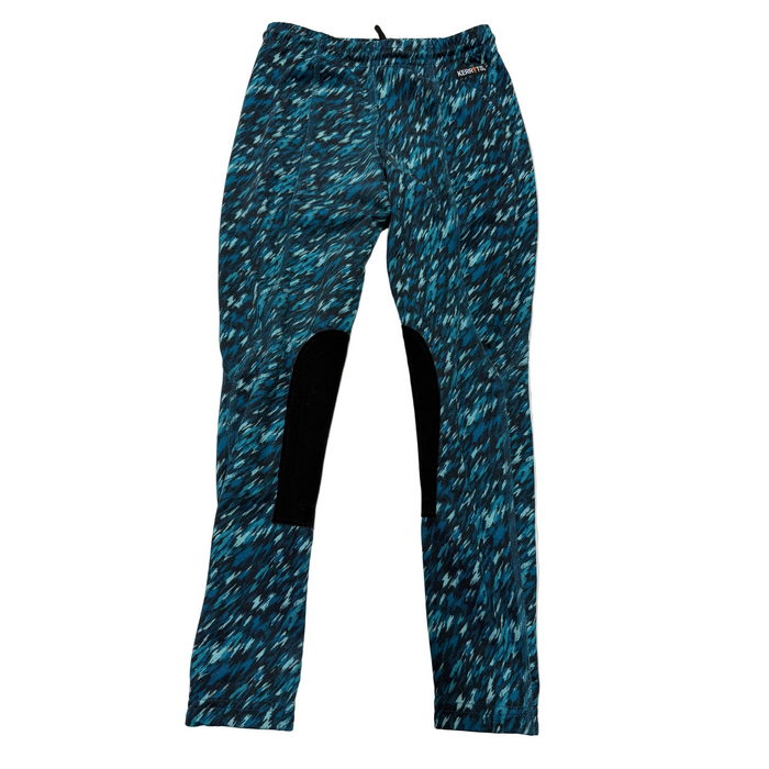 CNT 2939G Kerrits Knee Patch Tights Blue/Light Blue/Teal Kids Medium