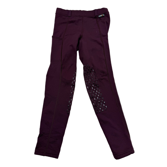 CNT 2939C Kerrits Silicone Knee Patch Fleeced Lined Tights Maroon Kids Large