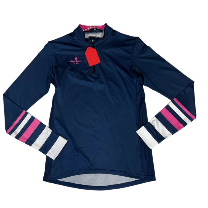 CNT 2851SS Finstar Long Sleeve Shirt Navy/Pink/White Stripe Small