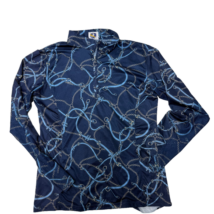 CNT 2140AAA Royal Highness Equestrian Long Sleeve Shirt Blue/Halter Chain 12