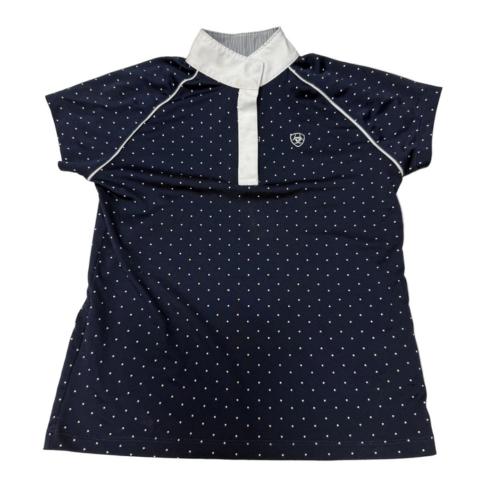 CNT 3041Z Ariat Kids Short Sleeve Shirt Poka Dots Navy Large