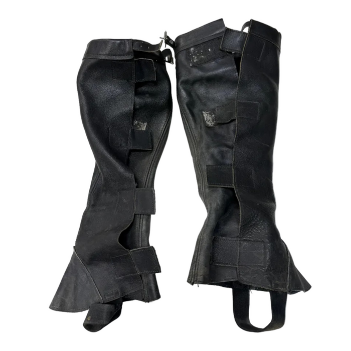 CNT 3010C Velcro Half Chaps Leather Black Med/Tall