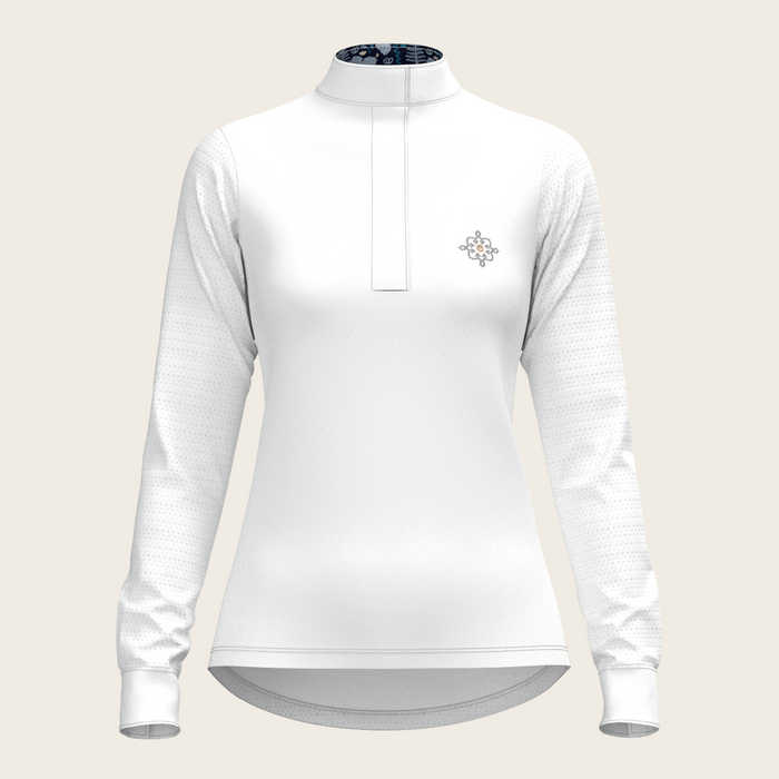 Espoir White with Forest on Navy Long Sleeve Show Shirt