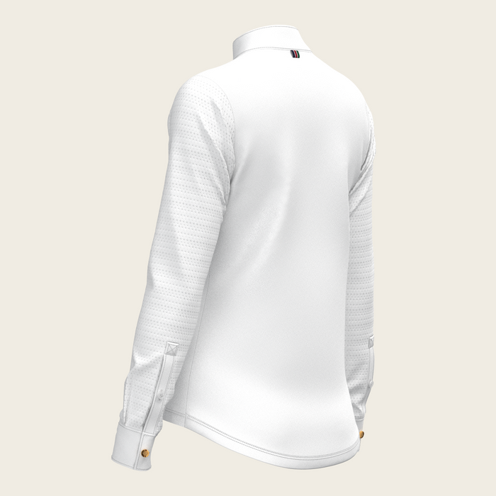 Espoir White with Forest on Navy Long Sleeve Show Shirt